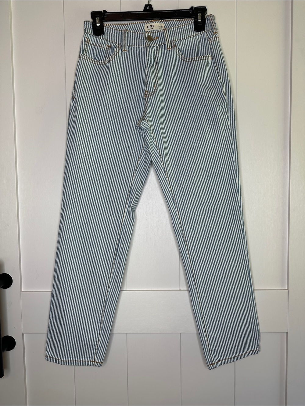 Oat New York Blue & White Striped Ankle Jeans Size 0